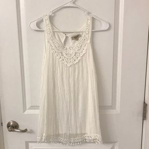 Via Signoria white crochet/silk tank top